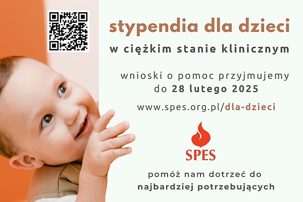 plakat informujący o działalności stowarzyszenia zatytuowany - stypendia dla  dzieci