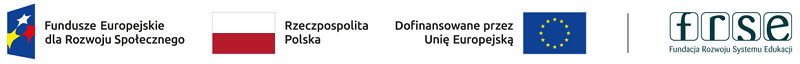 logotypy UE, flaga polski, litery, FRSE